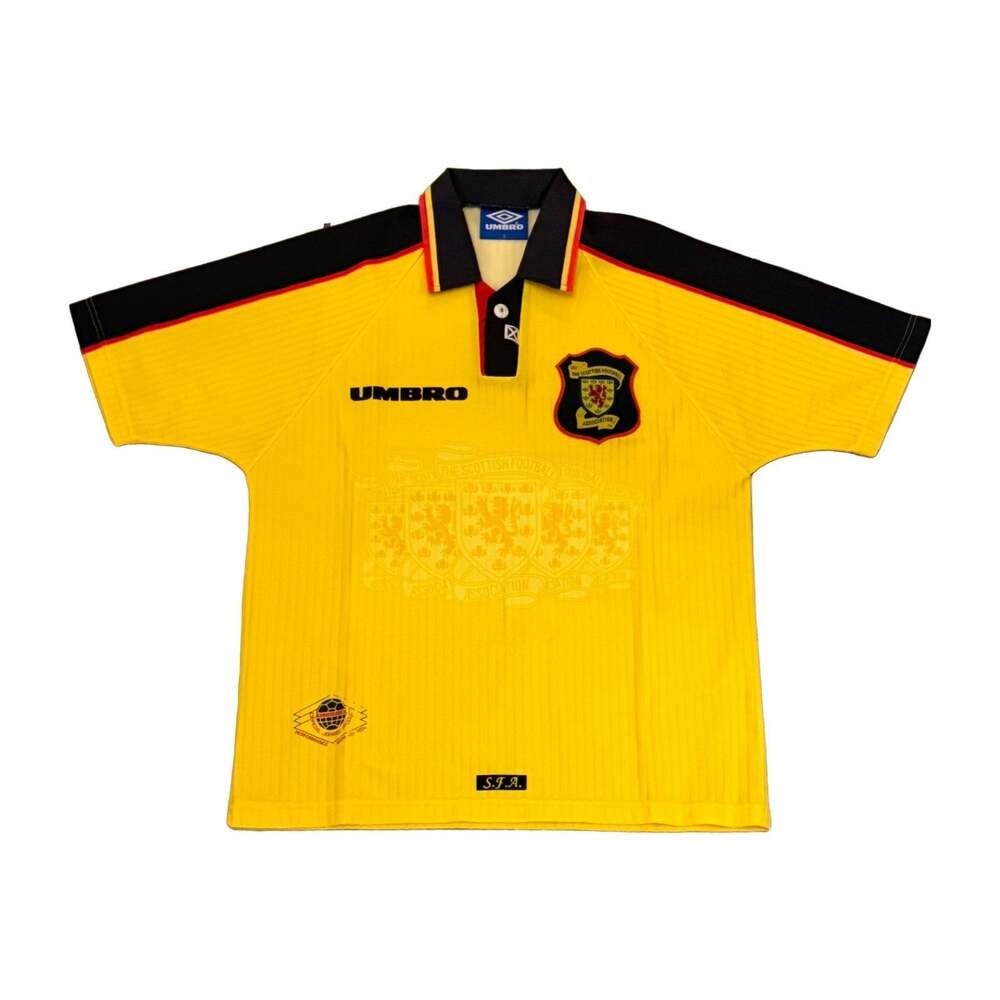 Umbro Scotland 1996-98 Away Soccer Jersey Yellow Youth Boys 164cm Vintage 90s